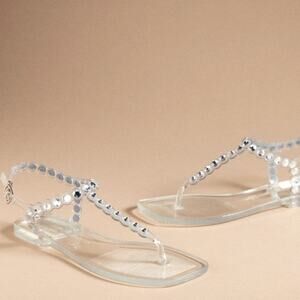 Jeffrey Campbell Jemmin Embellished T Bar Clear Jelly SandaClear Women's Sandals